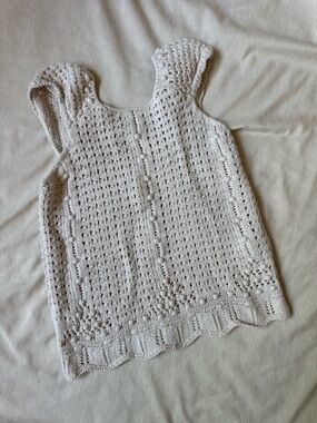 Zara Crochet Tank Top in Soft Neutral